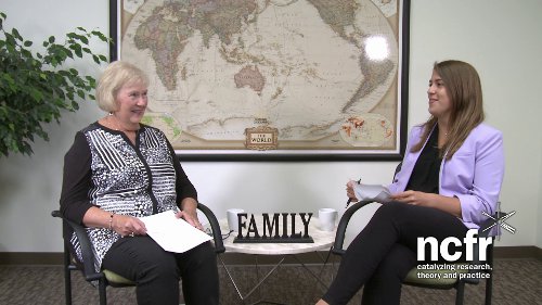 Two women speaking in an interview